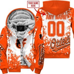 Limited Edition Mlb - Custom Name - Baltimore Orioles - Fleece Zip Hoodie