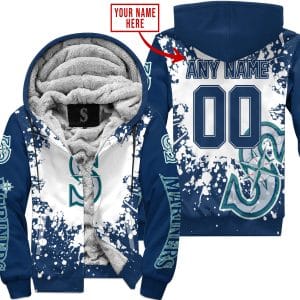 Limited Edition Mlb - Custom Name - Seattle Mariners - Fleece Zip Hoodie