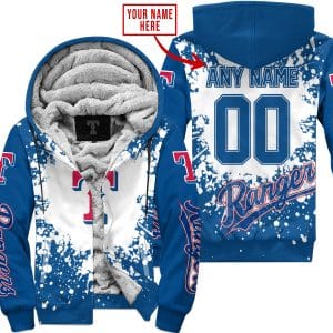 Limited Edition Mlb - Custom Name - Texas Rangers - Fleece Zip Hoodie