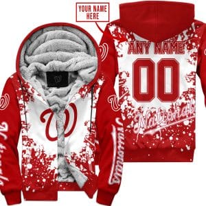 Limited Edition Mlb - Custom Name - Washington Nationals - Fleece Zip Hoodie