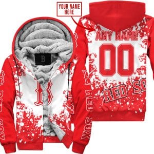 Limited Edition Mlb - Custom Name - Boston Red Sox - Fleece Zip Hoodie