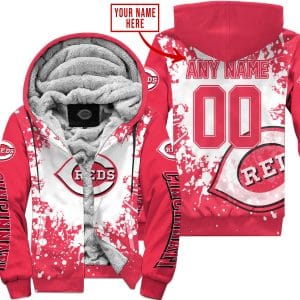 Limited Edition Mlb - Custom Name - Cincinnati Reds - Fleece Zip Hoodie