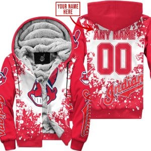 Limited Edition Mlb - Custom Name - Cleveland Indians - Fleece Zip Hoodie