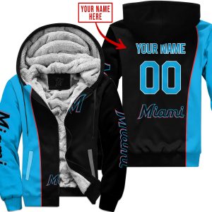 Limited Edition - Custom Name Mlb - Miami Marlins - Fleece Zip Hoodie