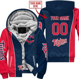 Limited Edition - Custom Name Mlb - Minnesota Twins - Fleece Zip Hoodie
