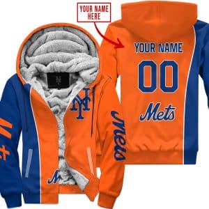 Limited Edition - Custom Name Mlb - New York Mets - Fleece Zip Hoodie