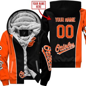Limited Edition - Custom Name Mlb - Baltimore Orioles - Fleece Zip Hoodie