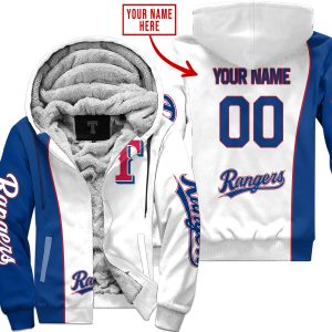 Limited Edition - Custom Name Mlb - Texas Rangers - Fleece Zip Hoodie