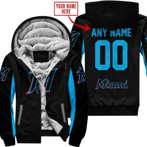 Mlb - Limited Edition - Custom Name V1 - Miami Marlins - Fleece Zip Hoodie