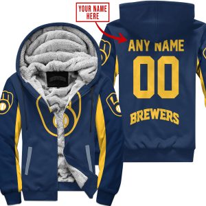 Mlb - Limited Edition - Custom Name V1 - Milwaukee Brewers - Fleece Zip Hoodie