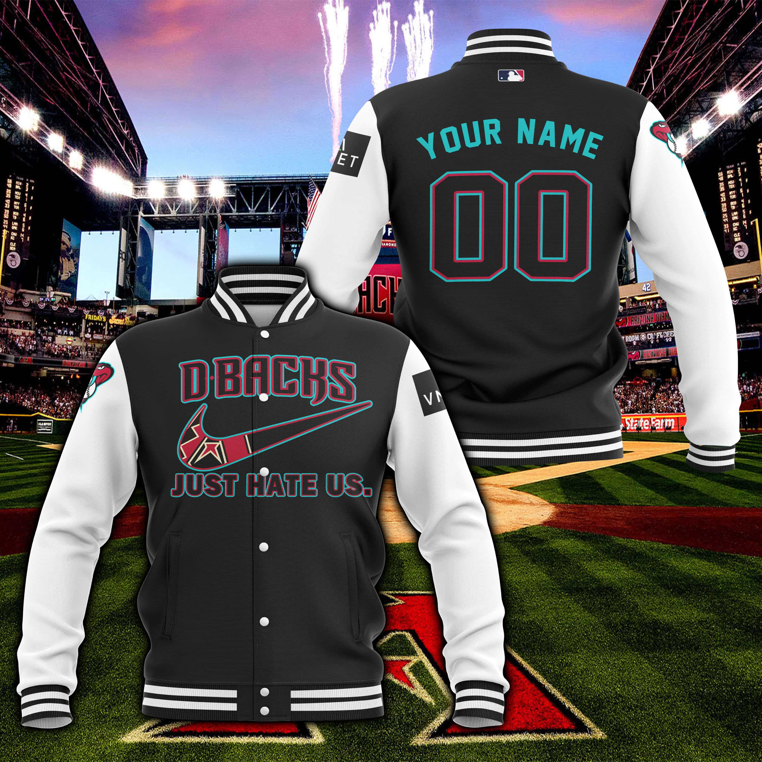 Arizona Diamondbacks - Just Hate Us - Black - Baseball Jacket