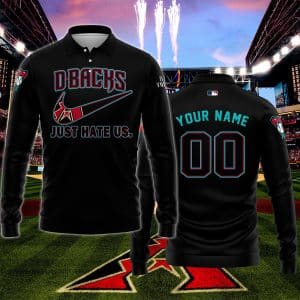 Arizona Diamondbacks - Just Hate Us - Black - Long Sleeve Polo Shirt