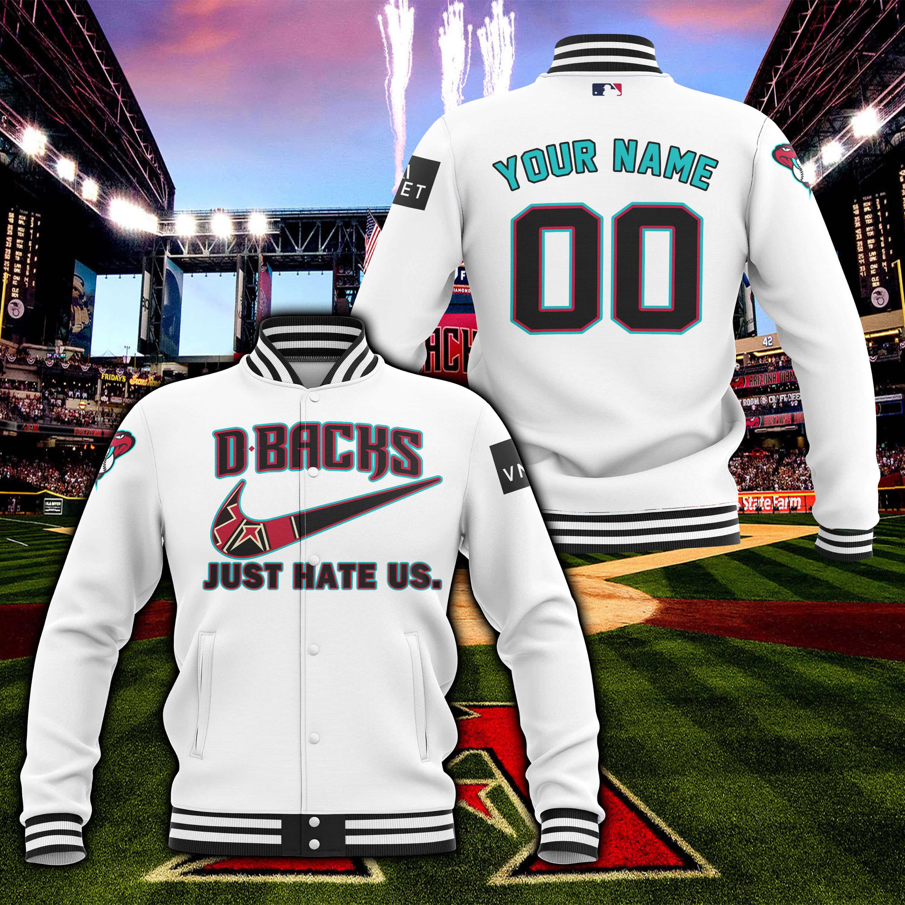 Arizona Diamondbacks - Just Hate Us - White - Baseball Jacket