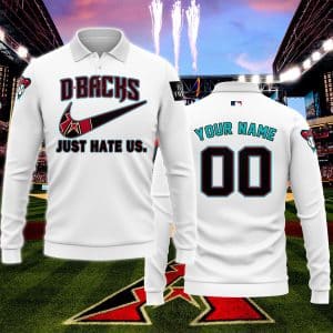 Arizona Diamondbacks - Just Hate Us - White - Long Sleeve Polo Shirt