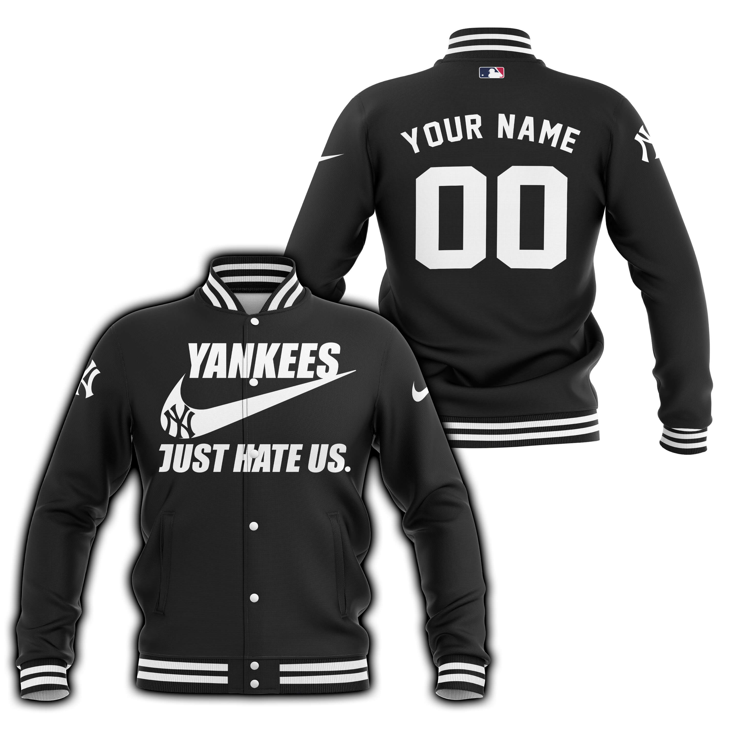 New York Yankees - Black - Custom Name - Baseball Jacket