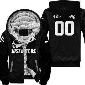 New York Yankees - Black - Custom Name - Fleece Zip Hoodie
