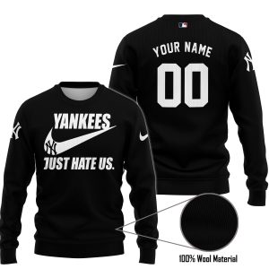 New York Yankees - Black - Custom Name - Sweater Ugly