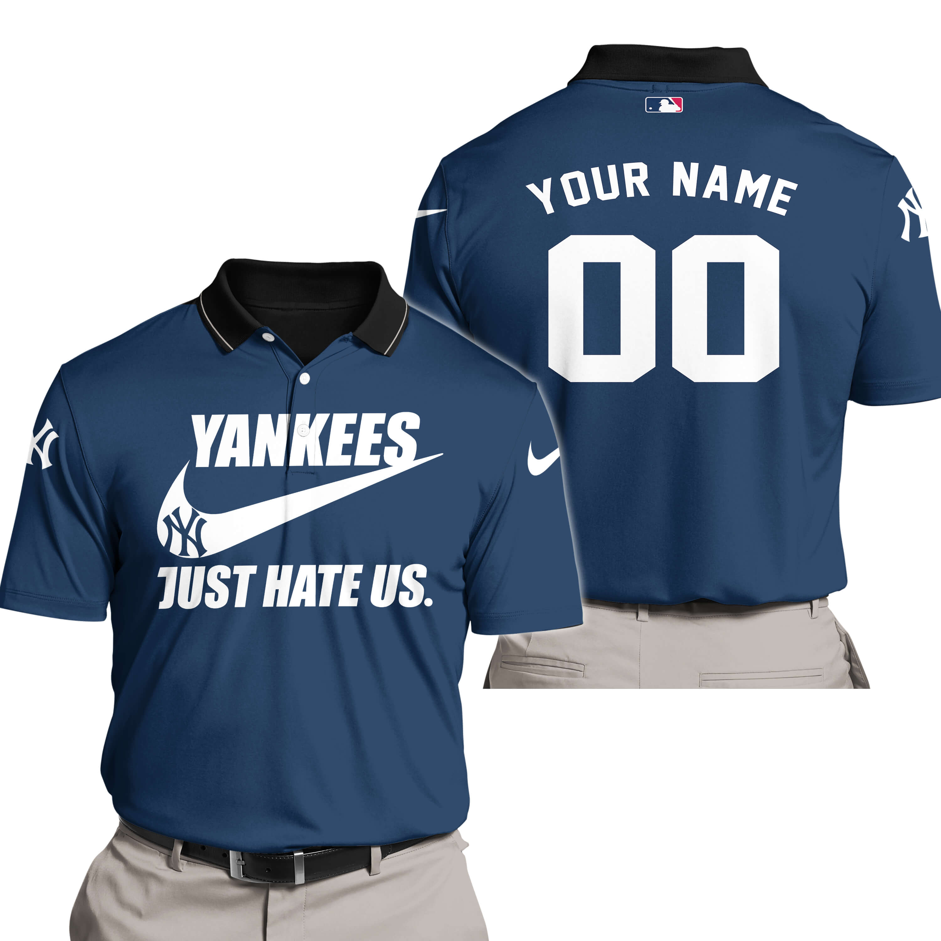 New York Yankees - Navy - Custom Name - Polo Shirt