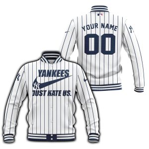 New York Yankees - Navy & White - Custom Name - Baseball Jacket