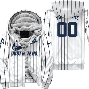 New York Yankees - Navy & White - Custom Name - Fleece Zip Hoodie