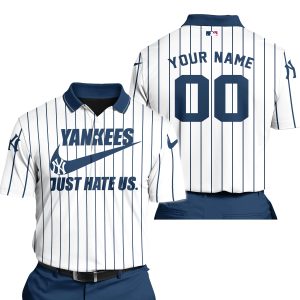 New York Yankees - Navy & White - Custom Name - Polo Shirt
