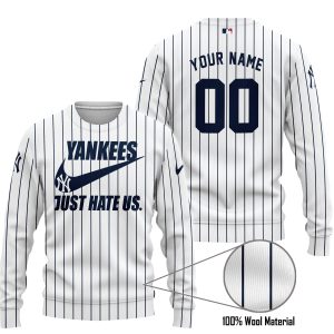New York Yankees - Navy & White - Custom Name - Sweater Ugly