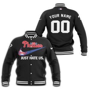 Philadelphia Phillies - Black - Custom Name - Baseball Jacket