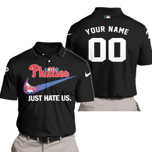 Philadelphia Phillies - Black - Custom Name - Polo Shirt