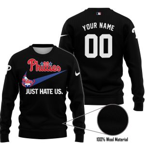 Philadelphia Phillies - Black - Custom Name - Sweater Ugly