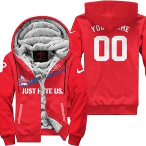 Philadelphia Phillies - Red - Custom Name - Fleece Zip Hoodie