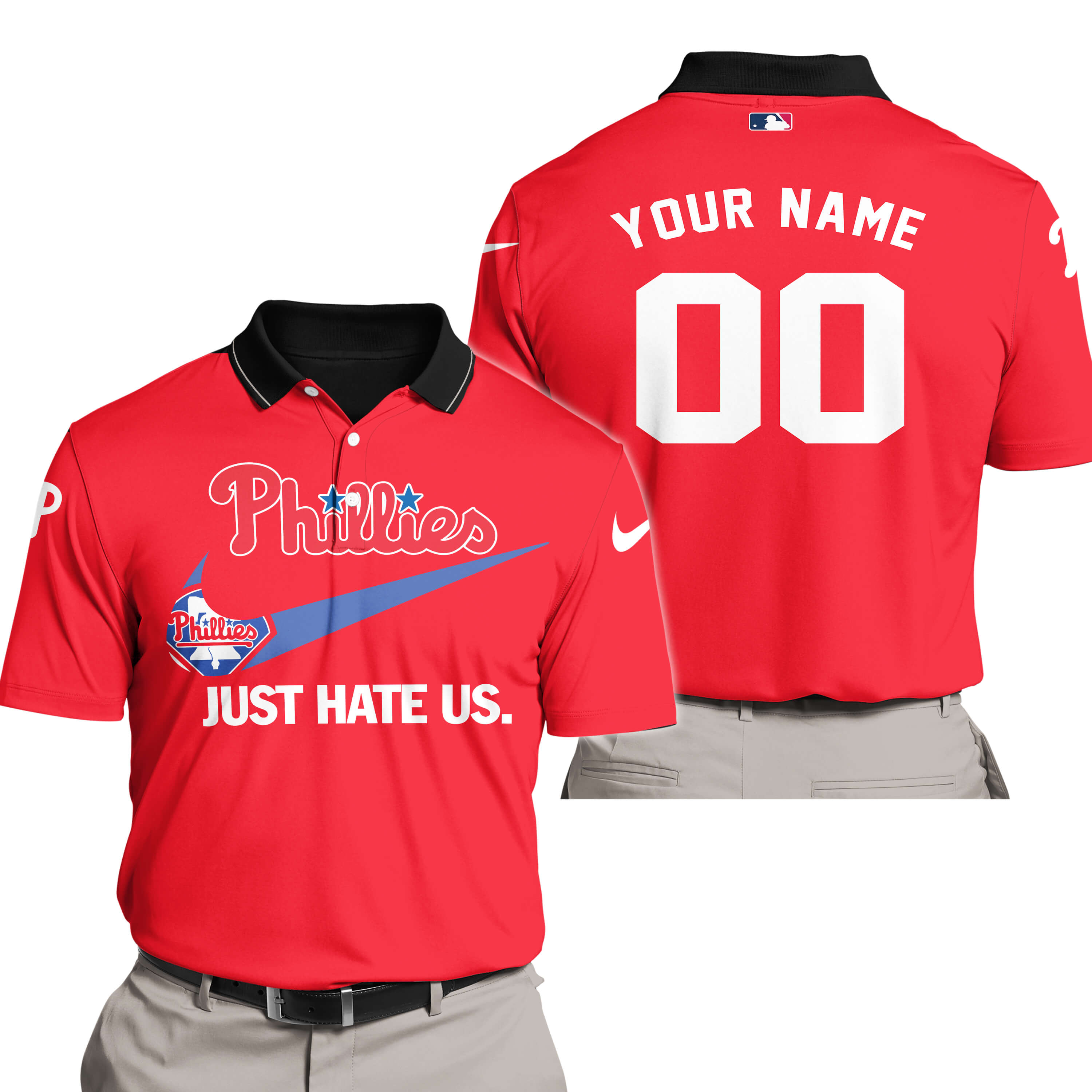 Philadelphia Phillies - Red - Custom Name - Polo Shirt