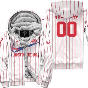 Philadelphia Phillies - Red & White - Custom Name - Fleece Zip Hoodie