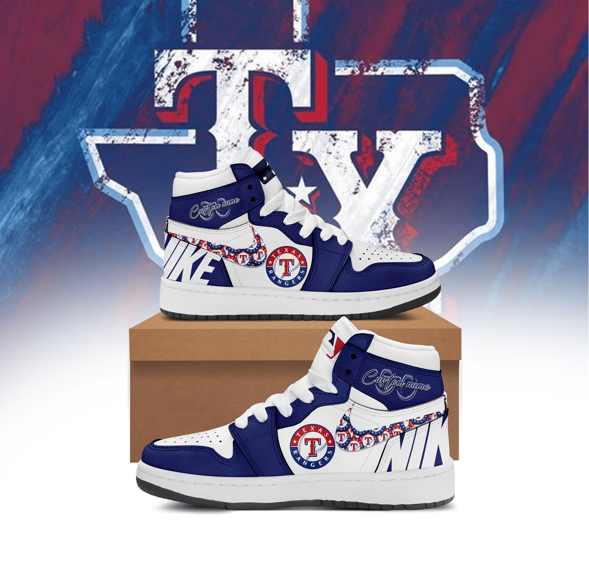 Custom Your Name Texas Rangers Jordan Sneakers RF13