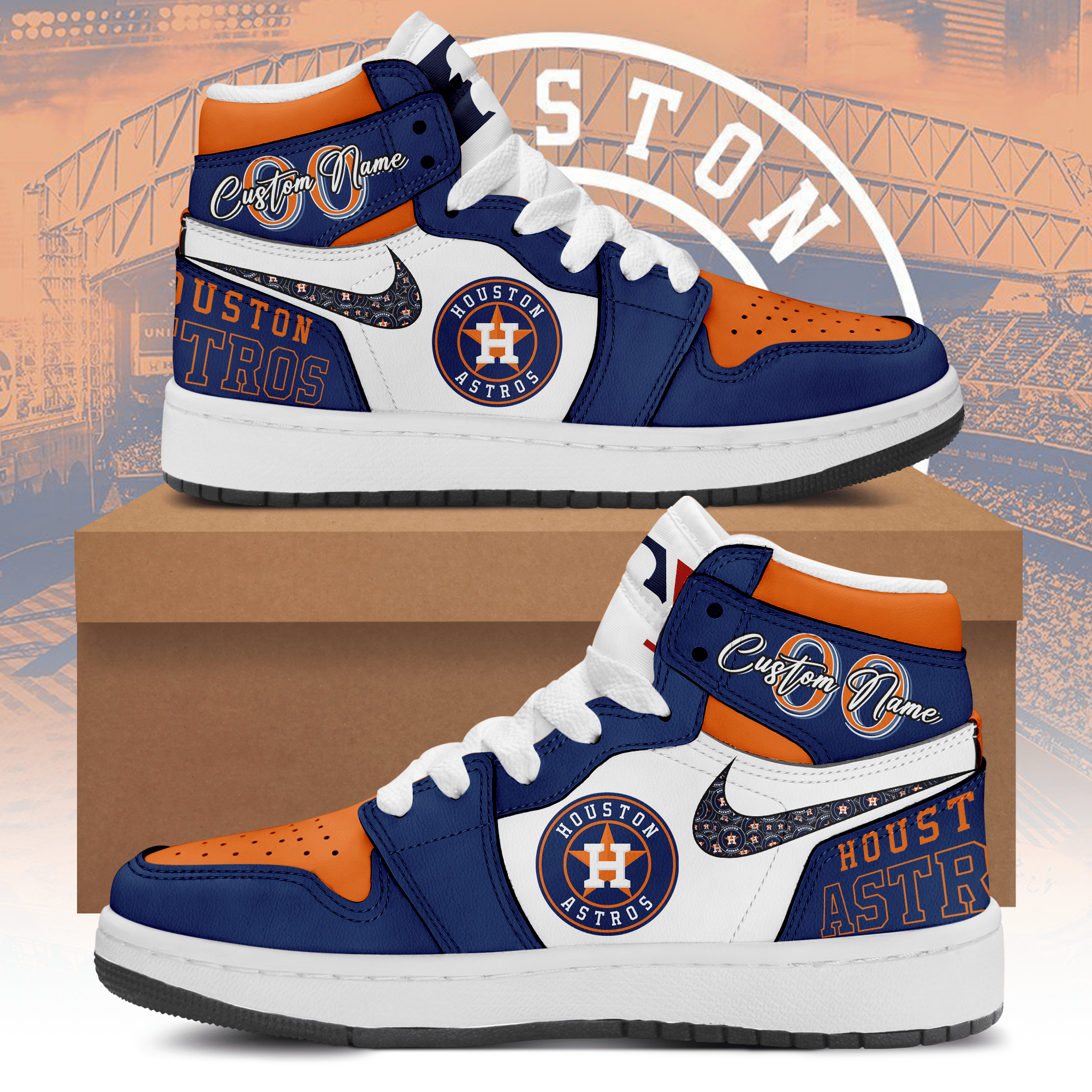 Custom Your Name Houston Astros Jordan Sneakers LI31