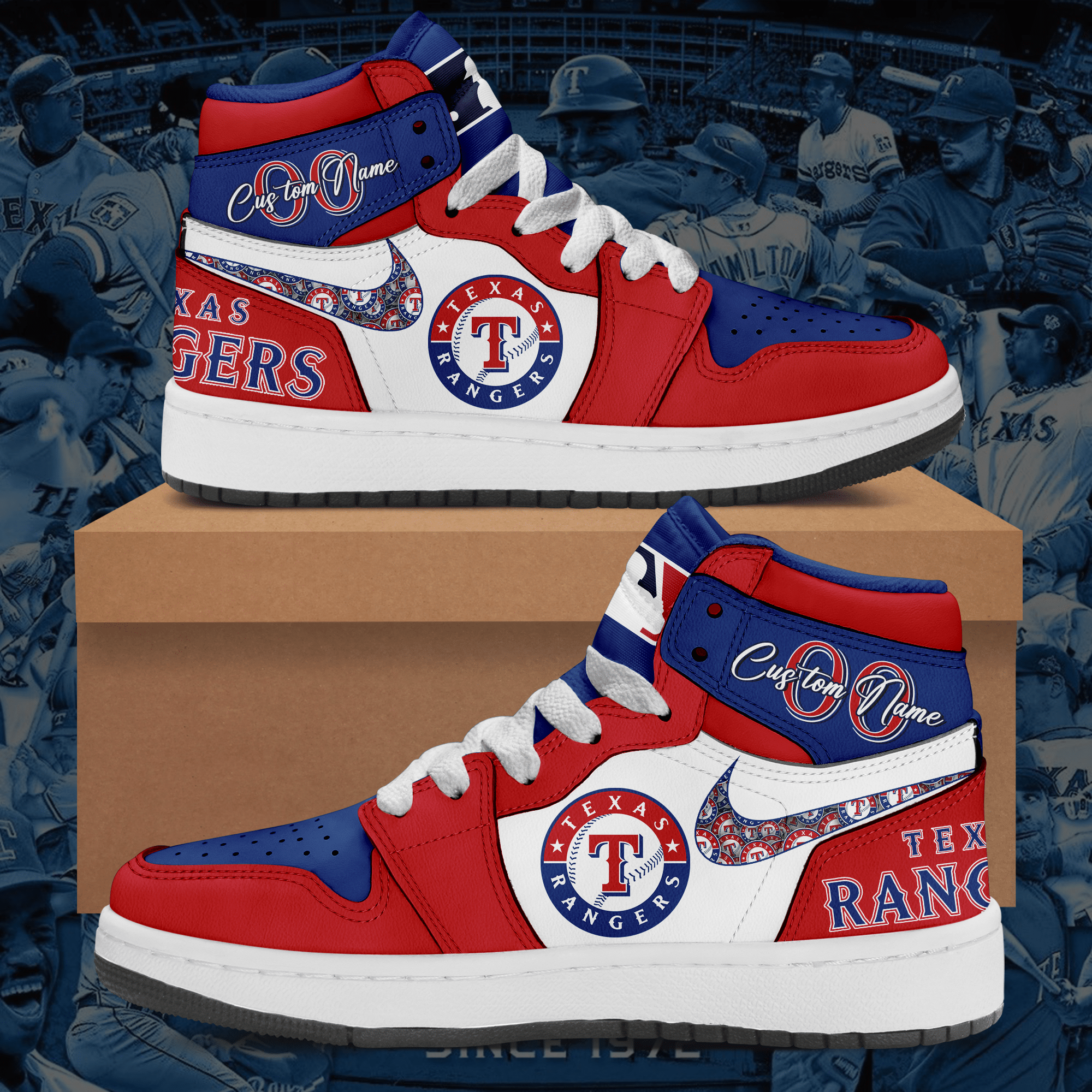 Custom Your Name Texas Rangers Jordan Sneakers RF12