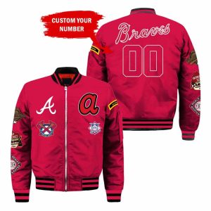 Custom Your Number Atlanta Braves Bomber Jacket Full Size QL39
