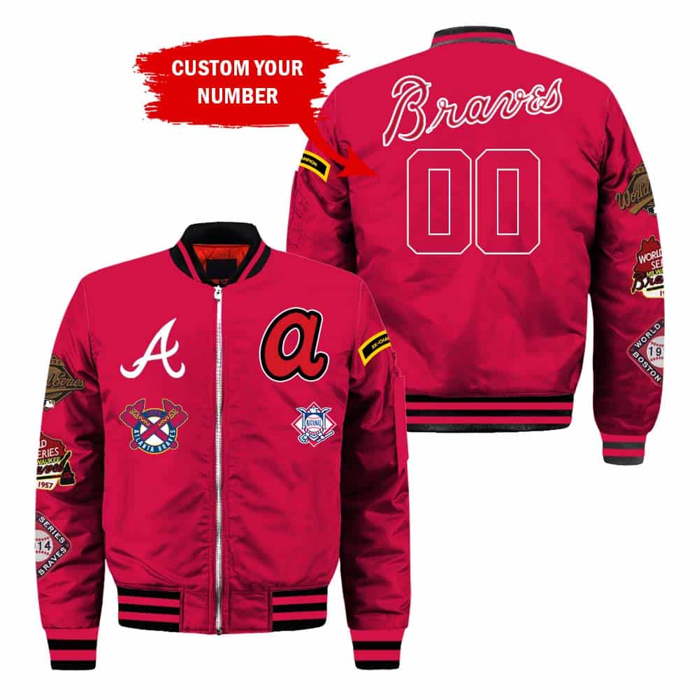 Custom Your Number Atlanta Braves Bomber Jacket Full Size QL39