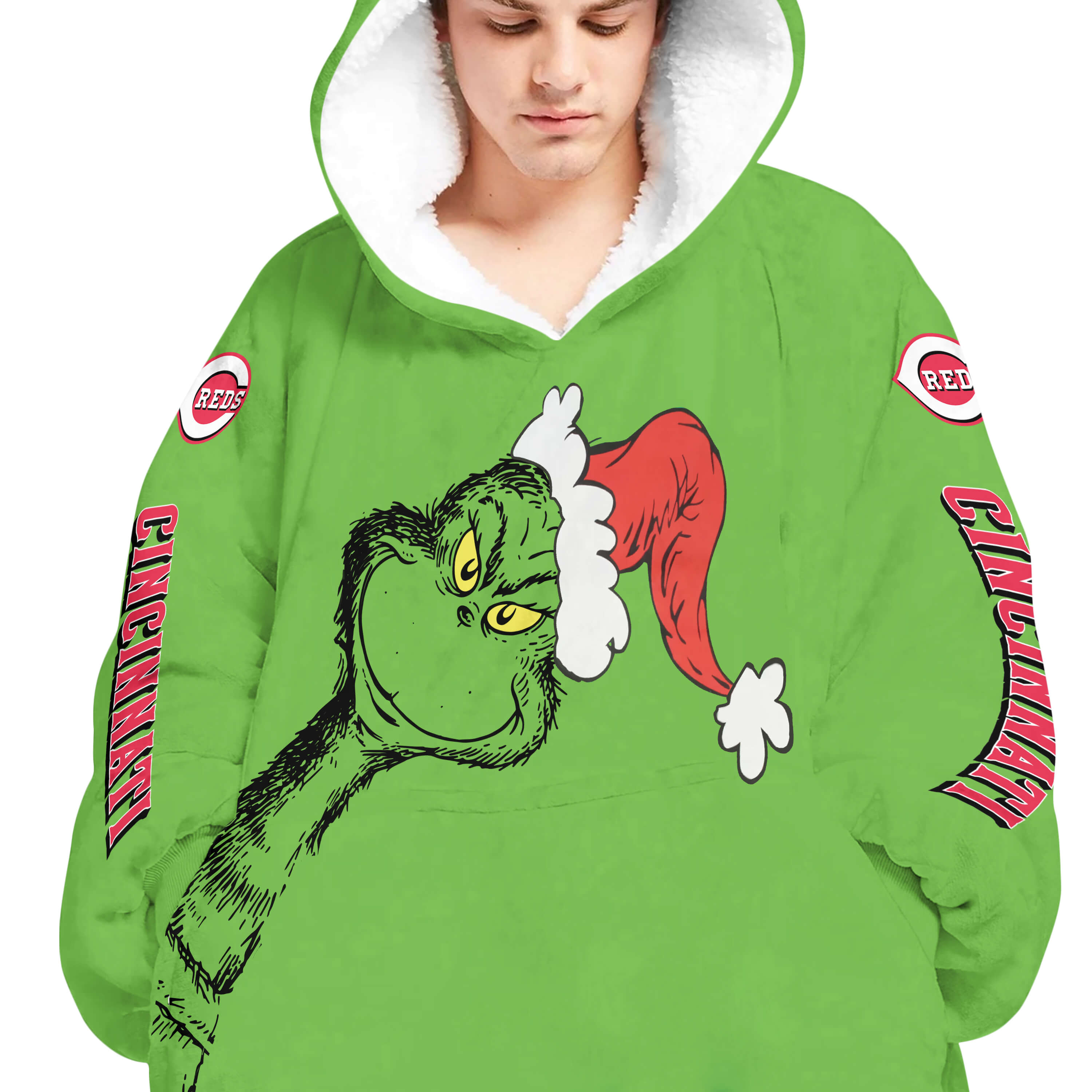 The Grinch – Cincinnati Reds - Oodie Blanket - Image 4