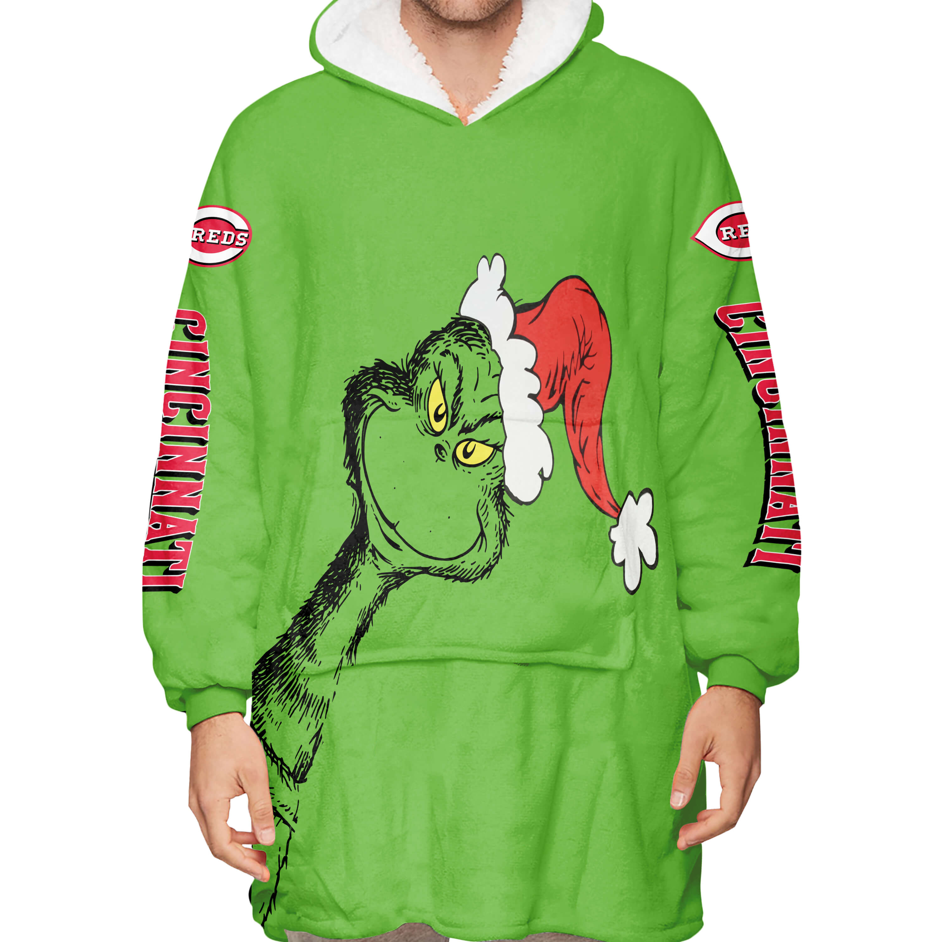The Grinch – Cincinnati Reds - Oodie Blanket - Image 3