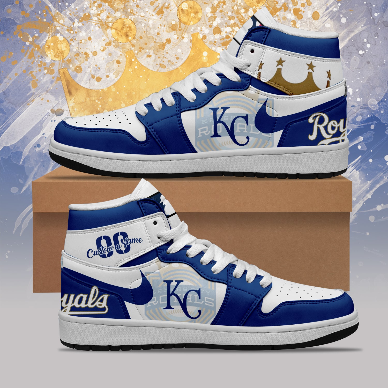 Custom Your Name Kansas City Royals Jordan Sneakers KD81 - Image 3