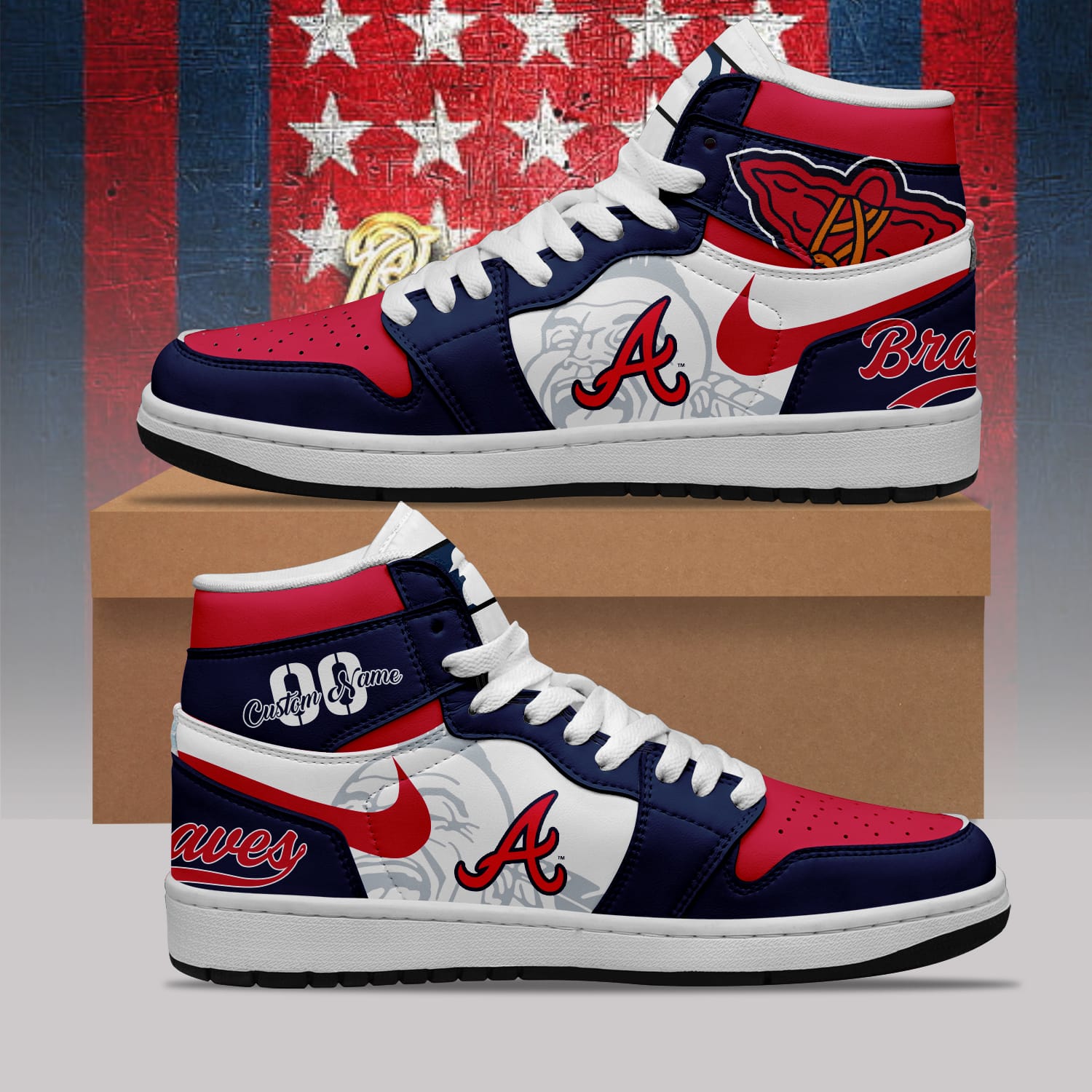 Custom Your Name Atlanta Braves Jordan Sneakers OO37 - Image 3