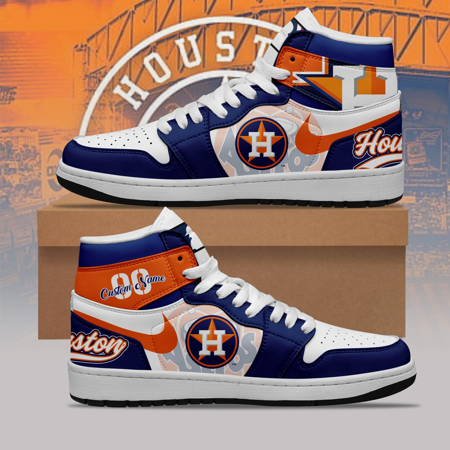 Custom Your Name Houston Astros Jordan Sneakers PF83 - Image 3