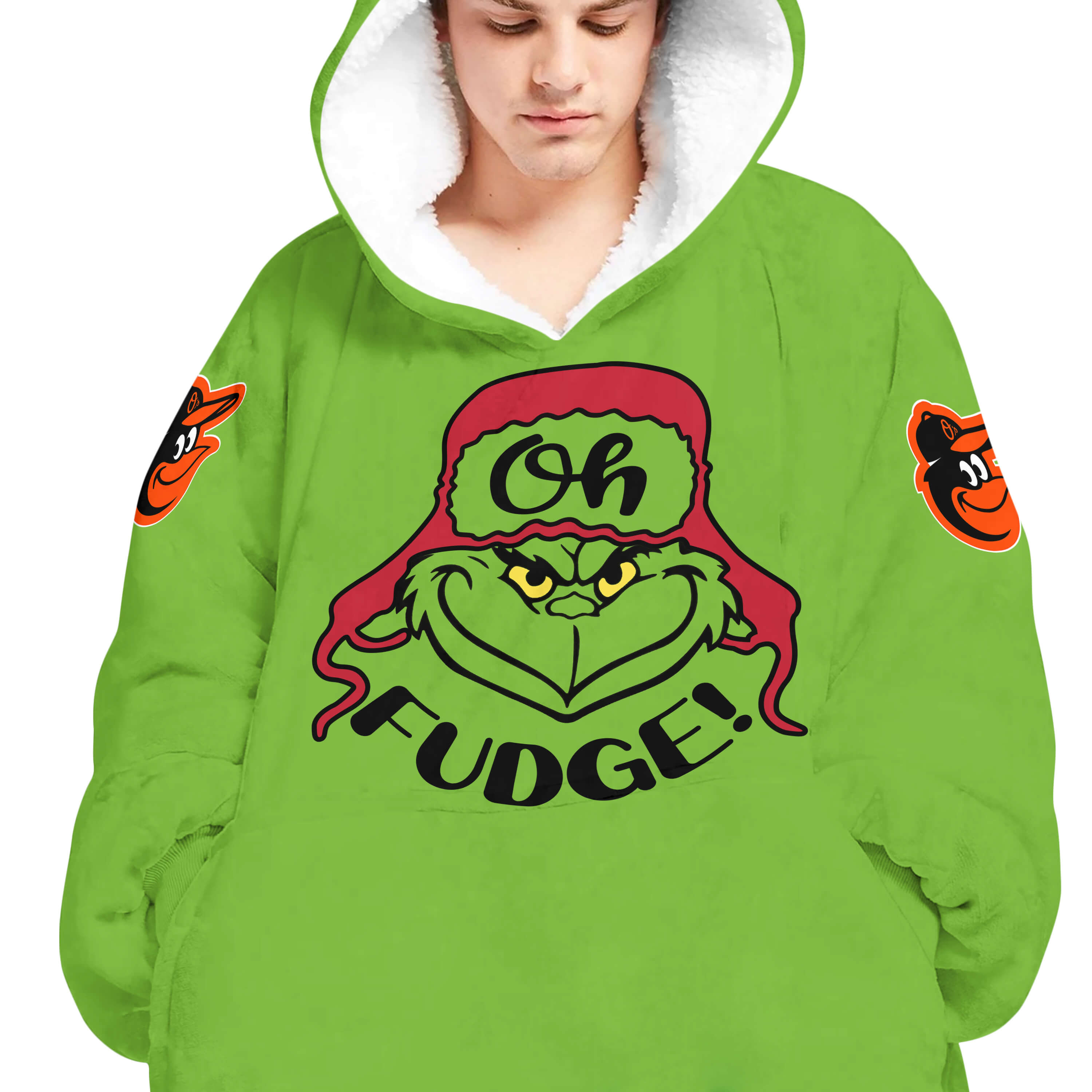 The Grinch – The Grinch – Oh Fudge – Baltimore Orioles - Oodie Blanket - Image 4