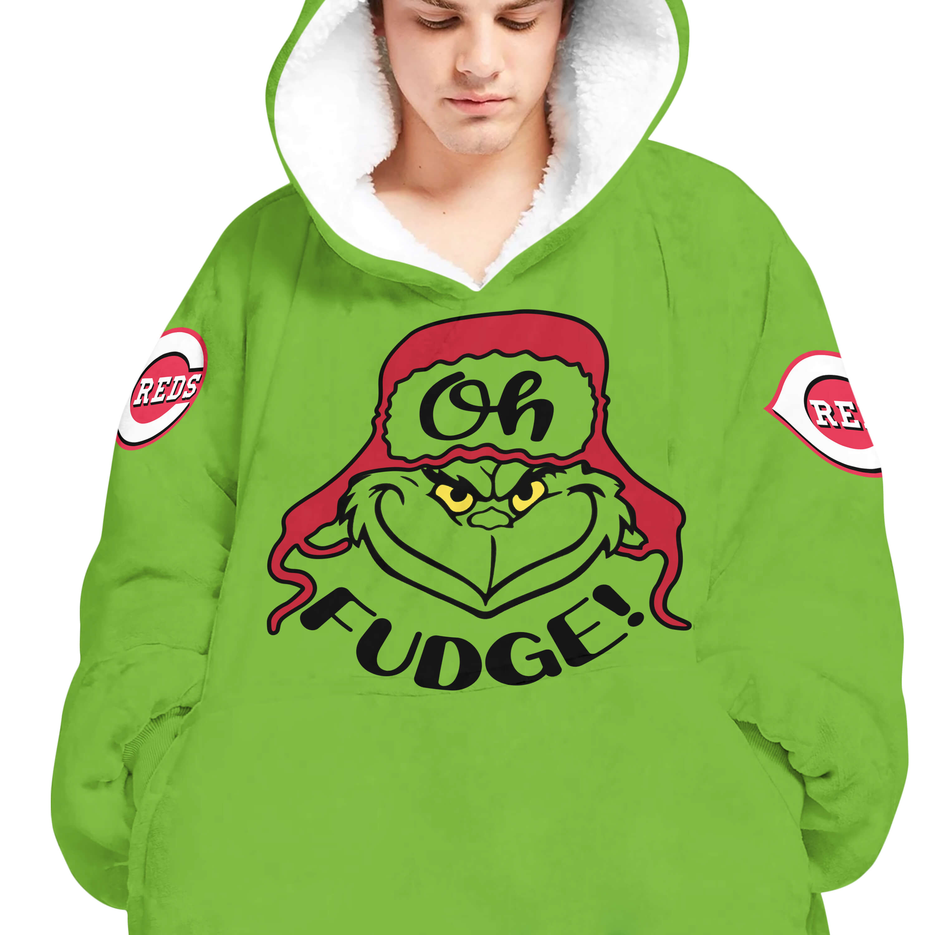 The Grinch – The Grinch – Oh Fudge – Cincinnati Reds - Oodie Blanket - Image 4