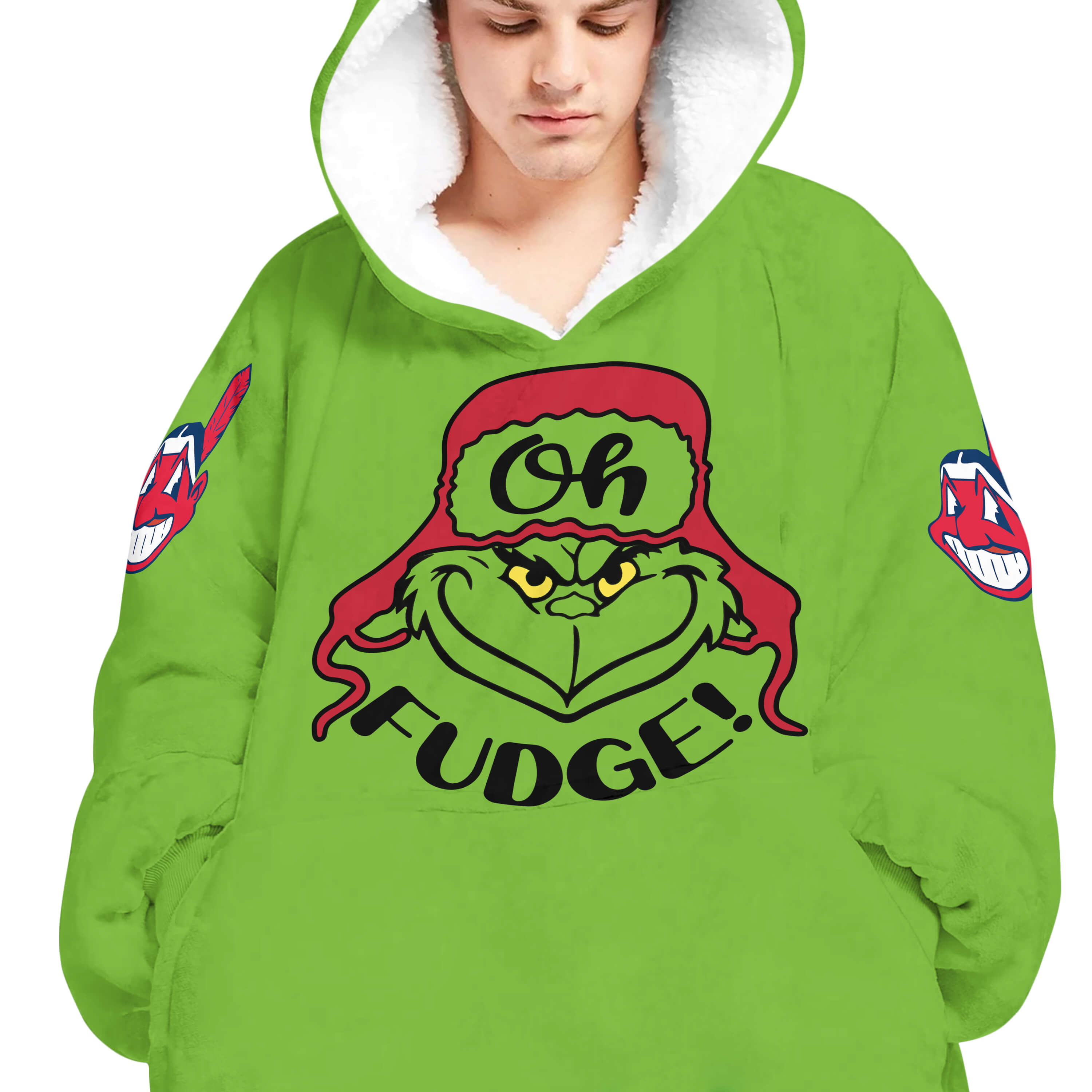 The Grinch – The Grinch – Oh Fudge – Cleveland Indians - Oodie Blanket - Image 4