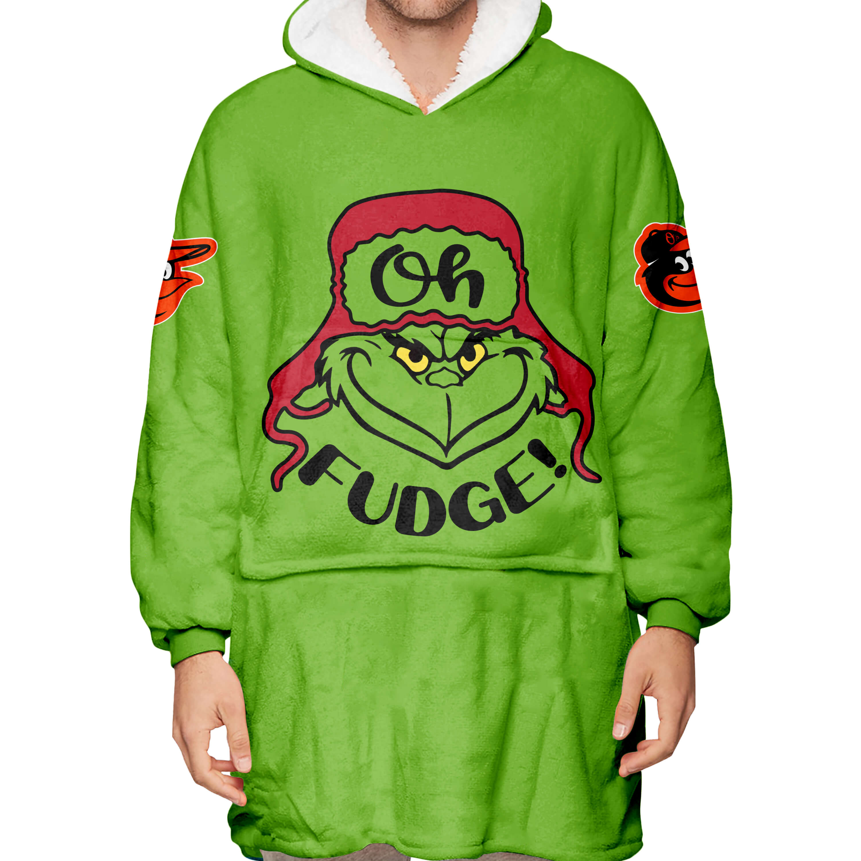 The Grinch – The Grinch – Oh Fudge – Baltimore Orioles - Oodie Blanket - Image 3