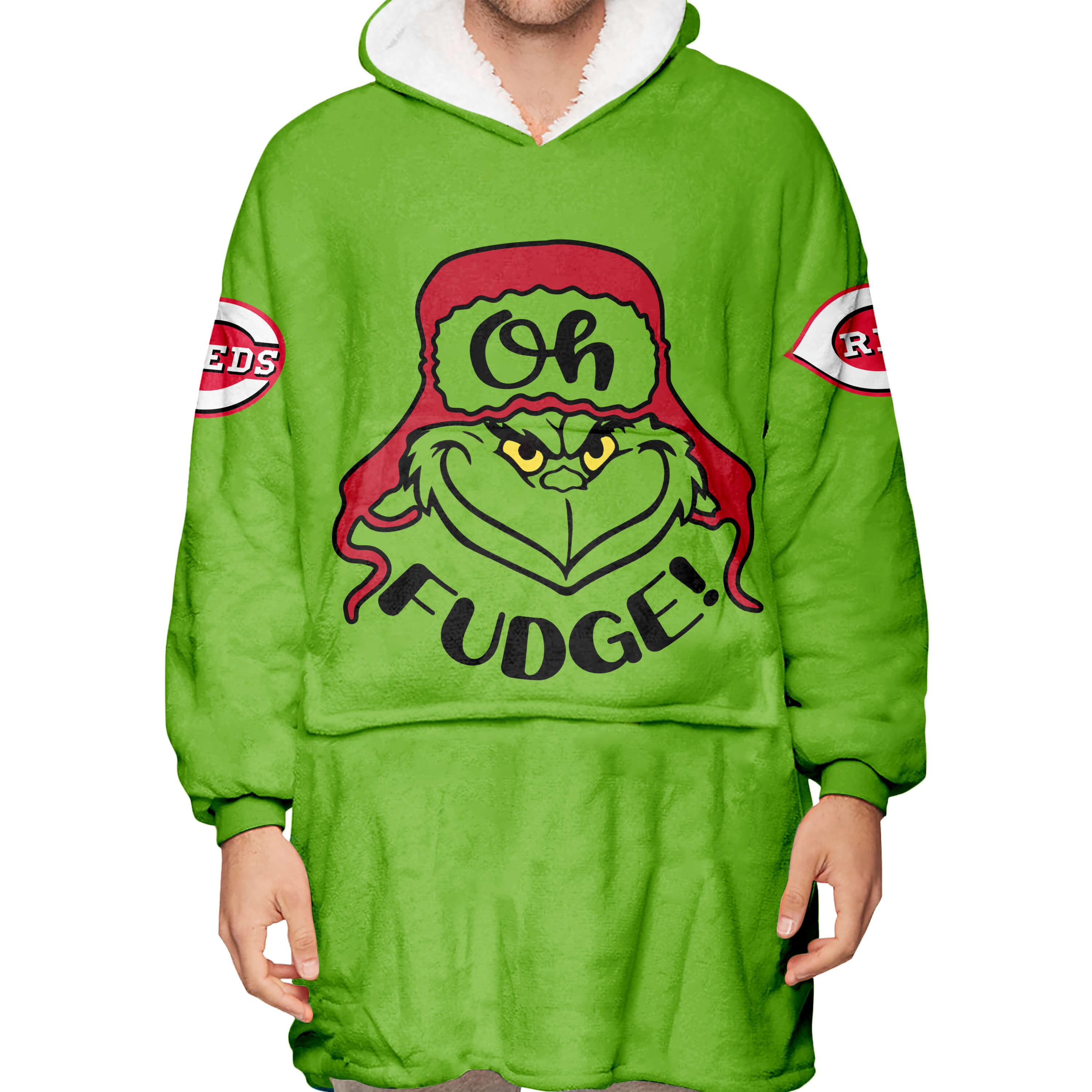 The Grinch – The Grinch – Oh Fudge – Cincinnati Reds - Oodie Blanket - Image 3