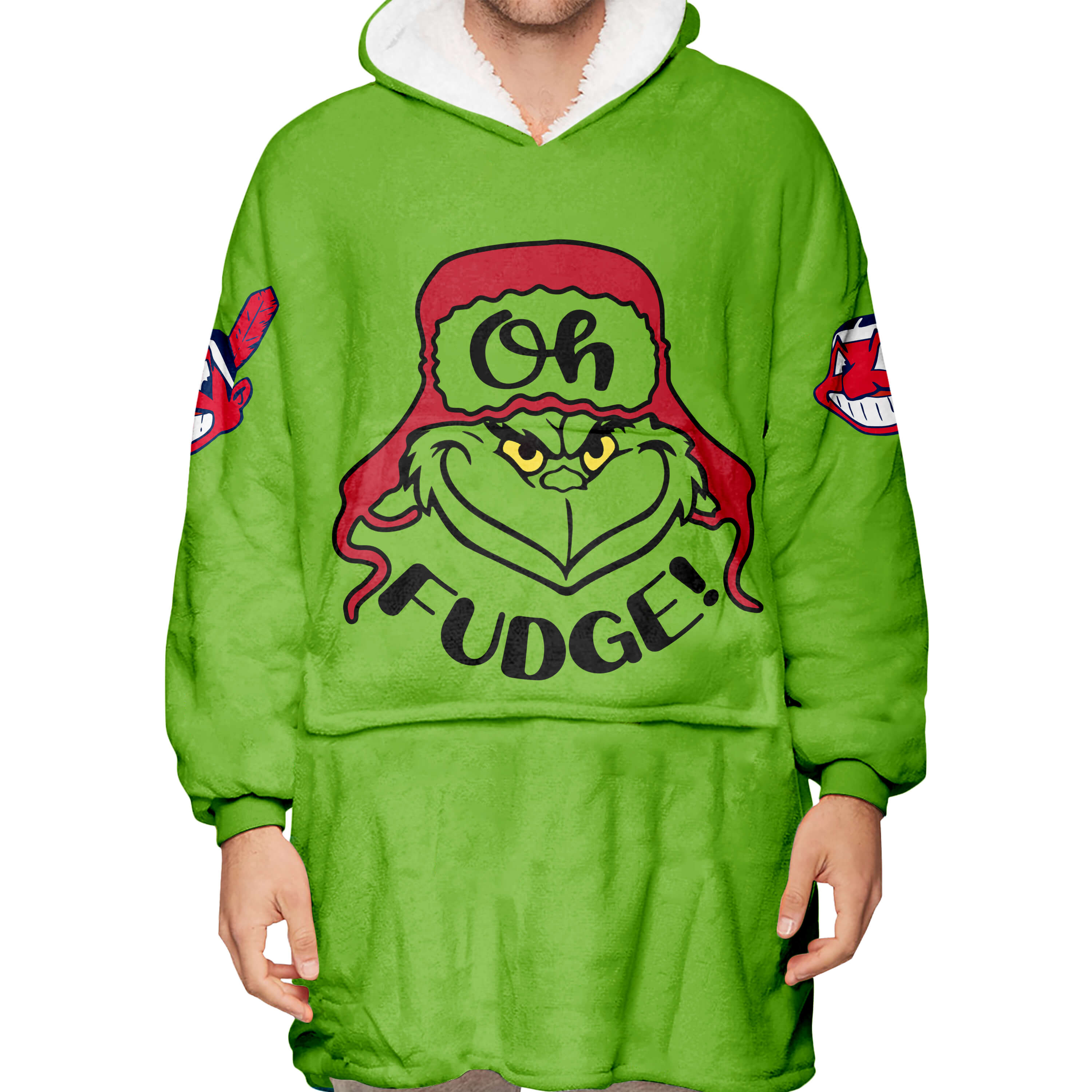 The Grinch – The Grinch – Oh Fudge – Cleveland Indians - Oodie Blanket - Image 3