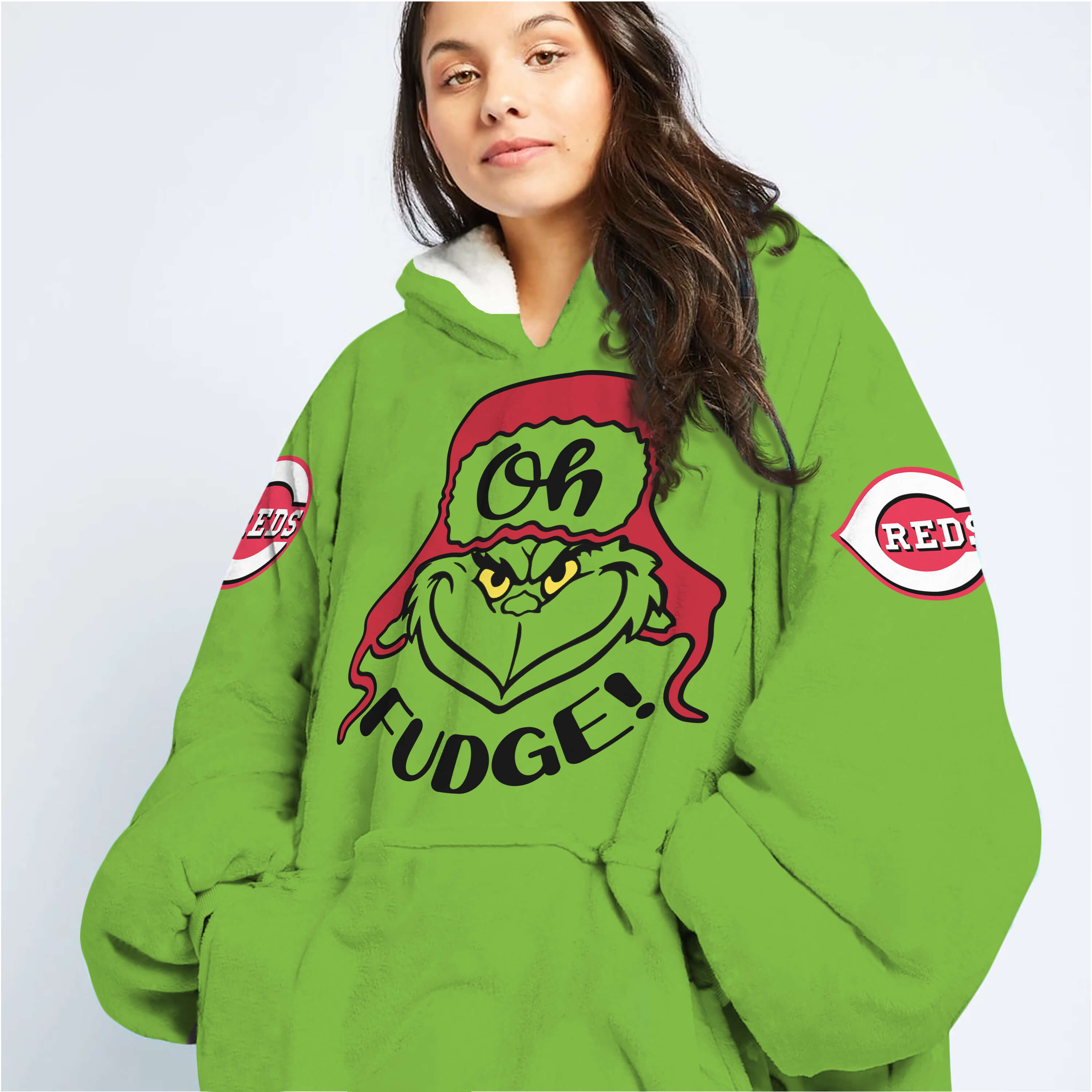 The Grinch – The Grinch – Oh Fudge – Cincinnati Reds - Oodie Blanket - Image 2