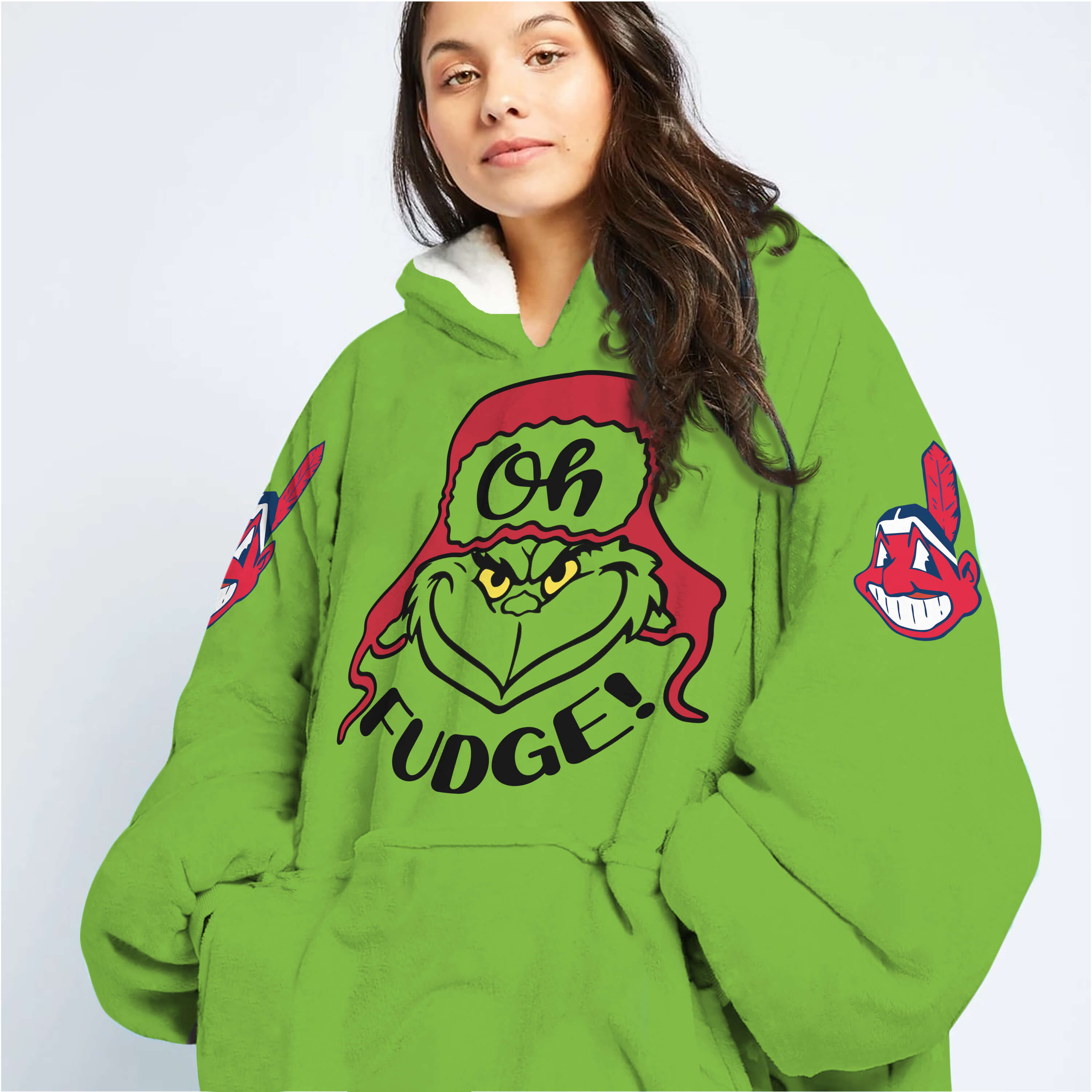 The Grinch – The Grinch – Oh Fudge – Cleveland Indians - Oodie Blanket - Image 2